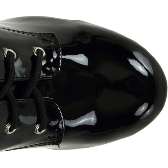 SheSole Women's Patent Leather Thigh High Heel Boots | Platform Zip Lace Up - Picture 3 of 9